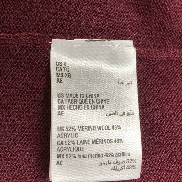 Club Room Burgundy Quarter Zip Merino Wool Blend Sweater XL Mens NWT Lightweight - Picture 5 of 8